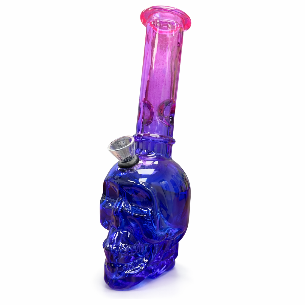 8″ Skull Glass Bong – Metallic Finish