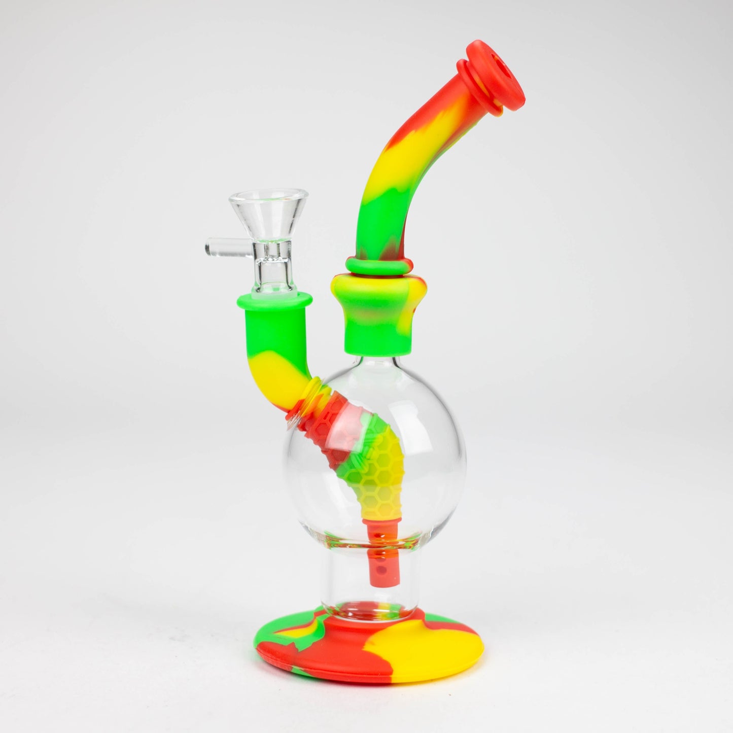 7.8" Silicone+Glass Round bong-Assorted