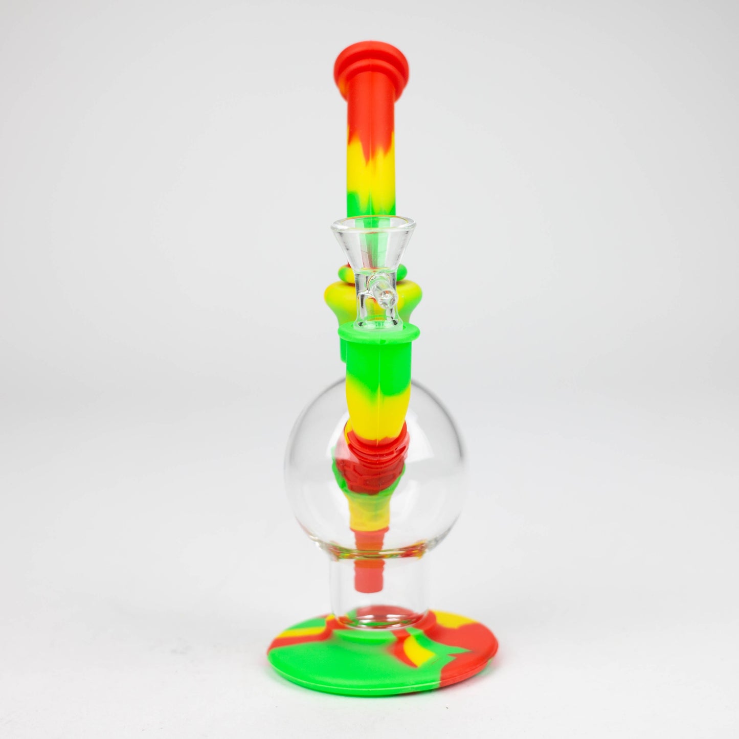 7.8" Silicone+Glass Round bong-Assorted
