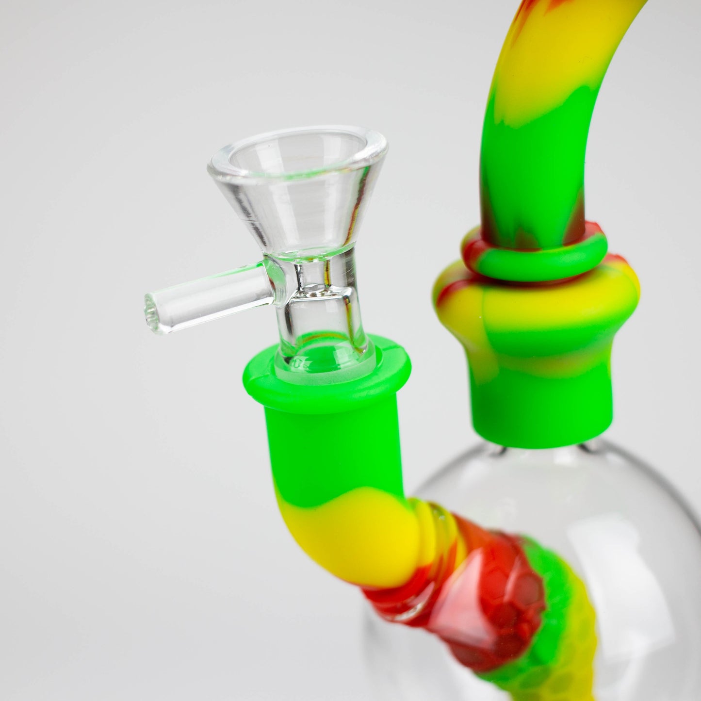 7.8" Silicone+Glass Round bong-Assorted