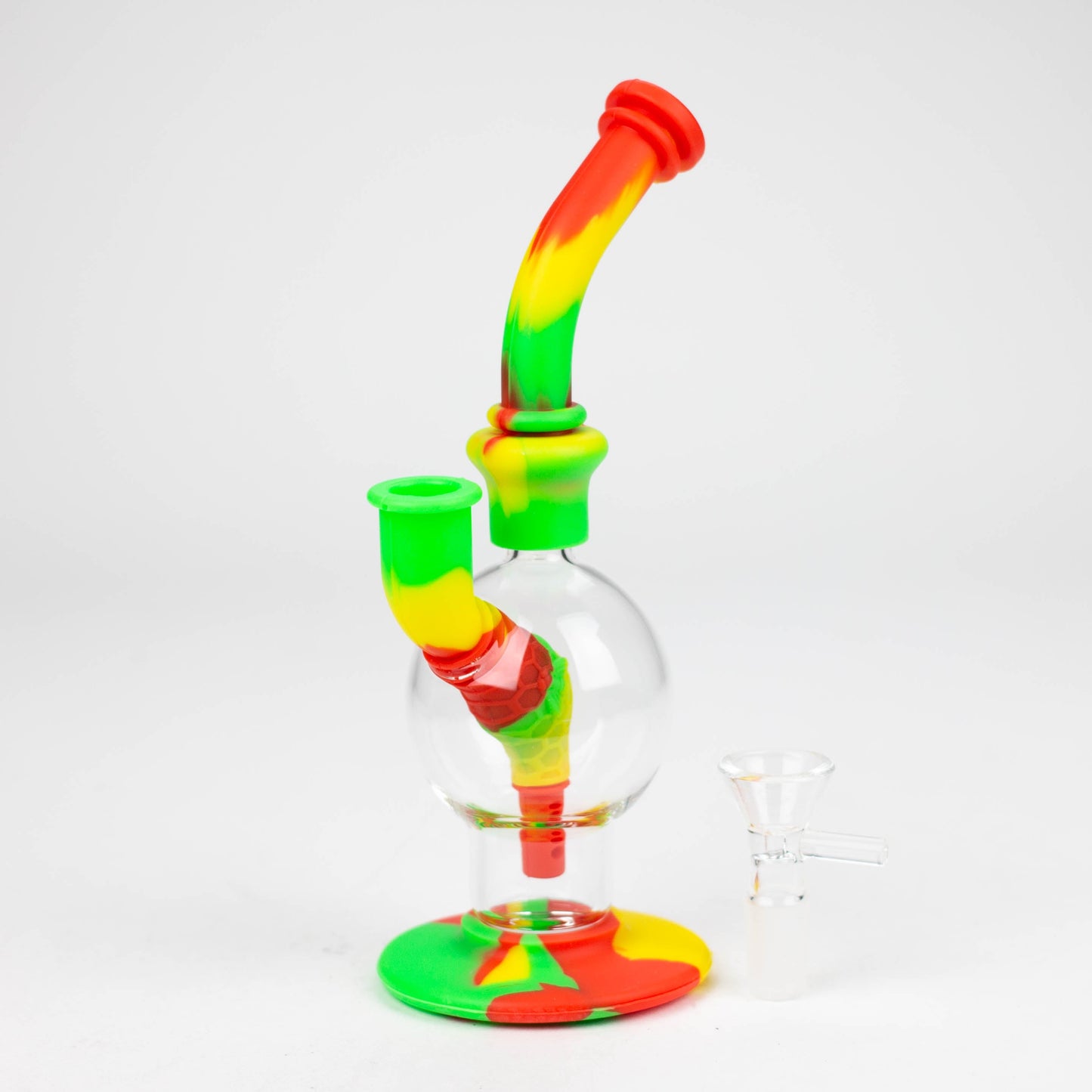 7.8" Silicone+Glass Round bong-Assorted