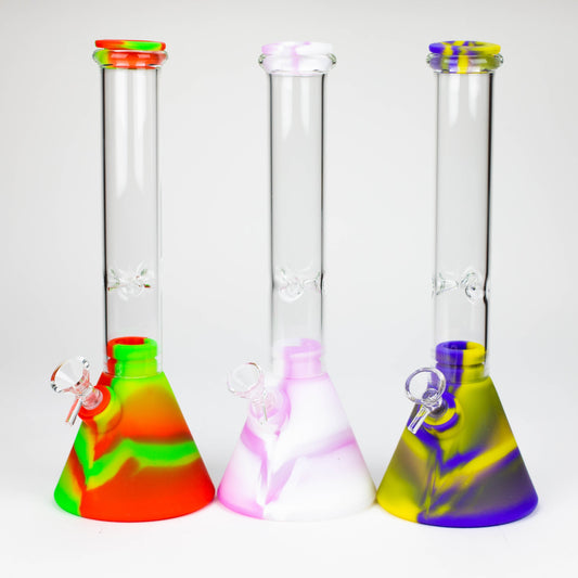10.5" Silicone Glass Beaker bong-Assorted [H374]_0