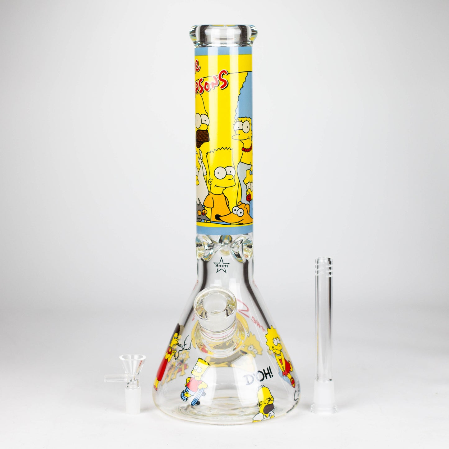 14" Yellow Family Cartoon 9 mm glass bongs