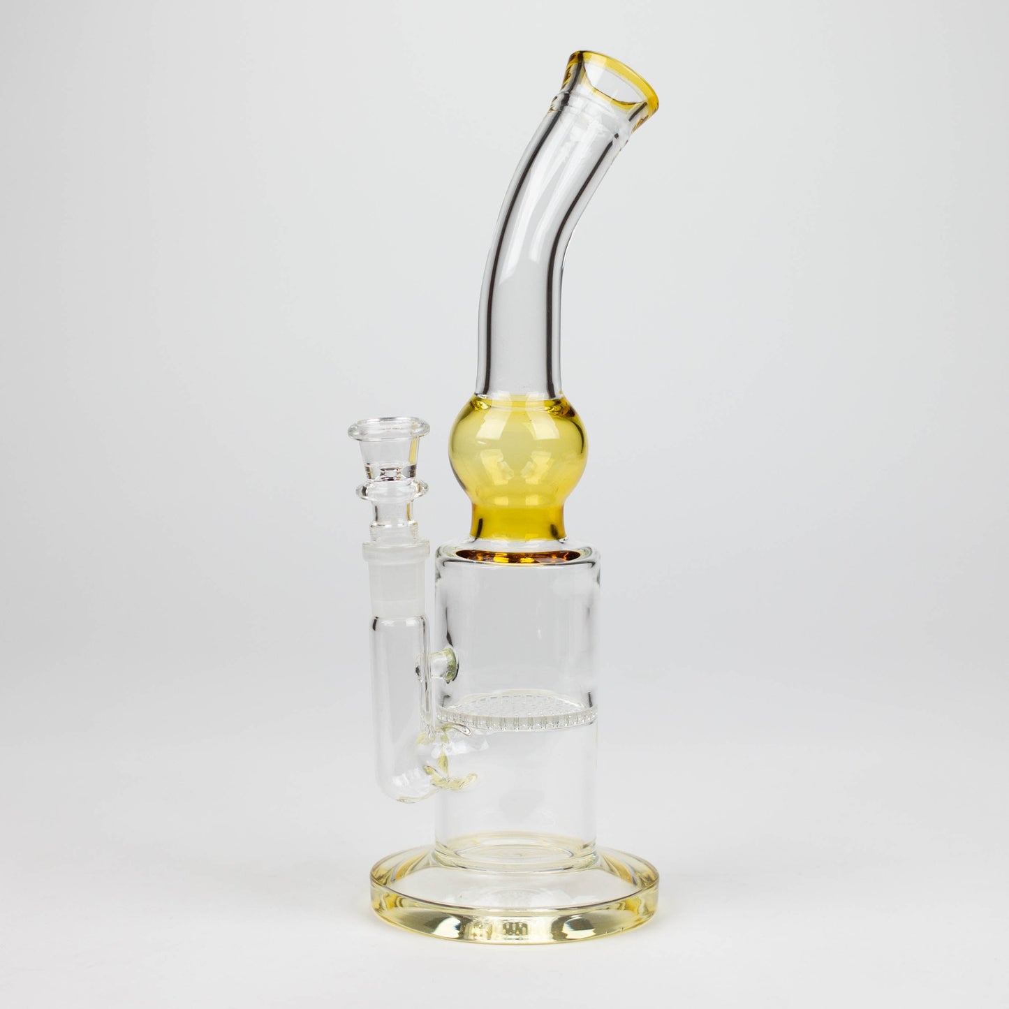 11" Color accented glass bong with honeycomb diffuser-Assorted