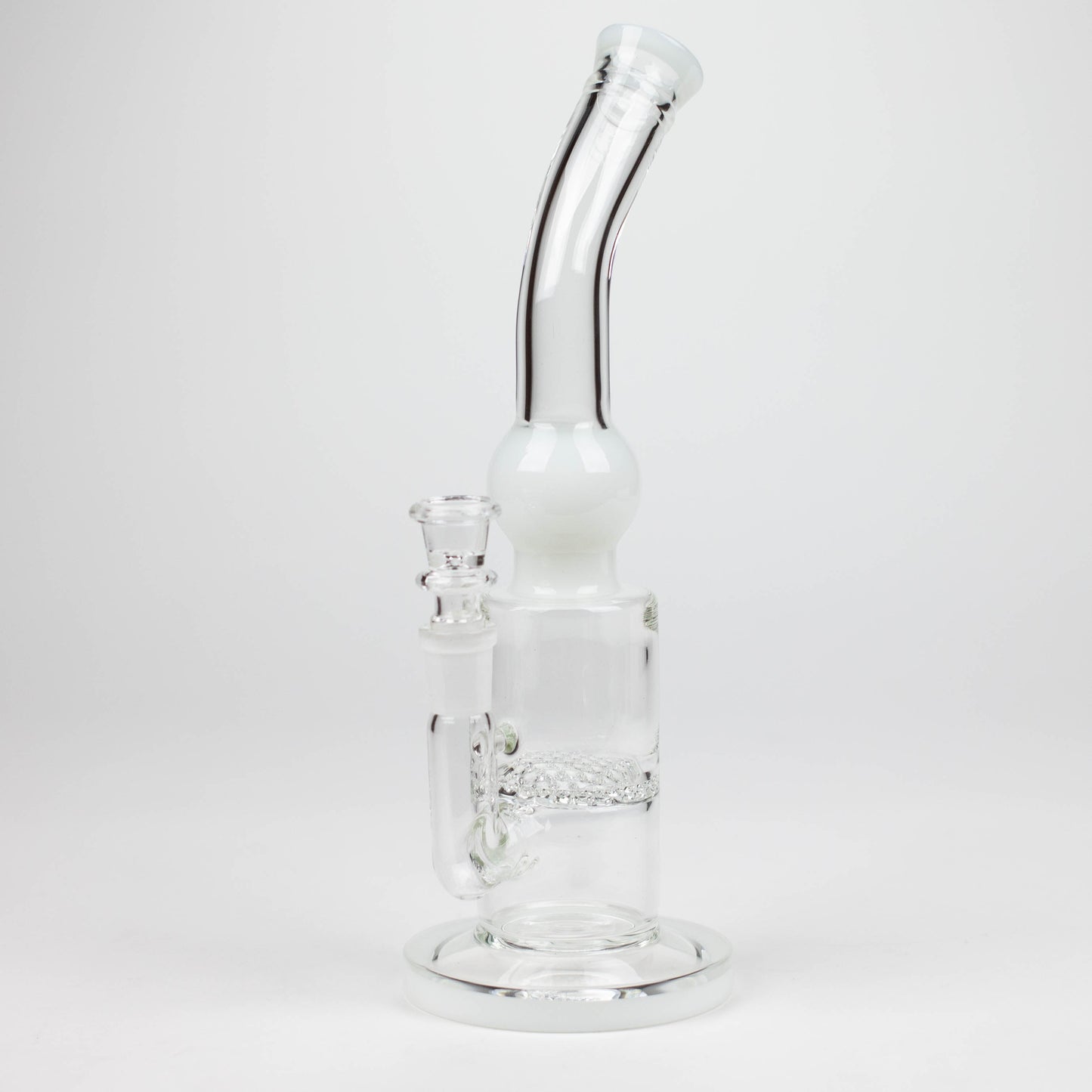 11" Color accented glass bong with honeycomb diffuser-Assorted