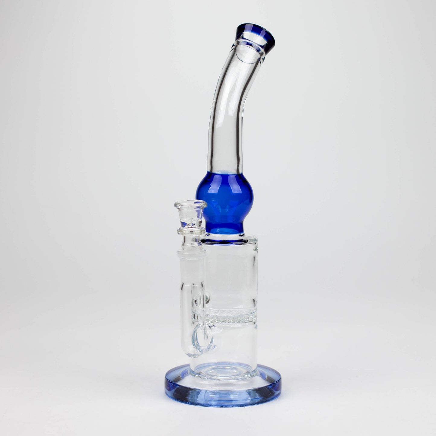 11" Color accented glass bong with honeycomb diffuser-Assorted