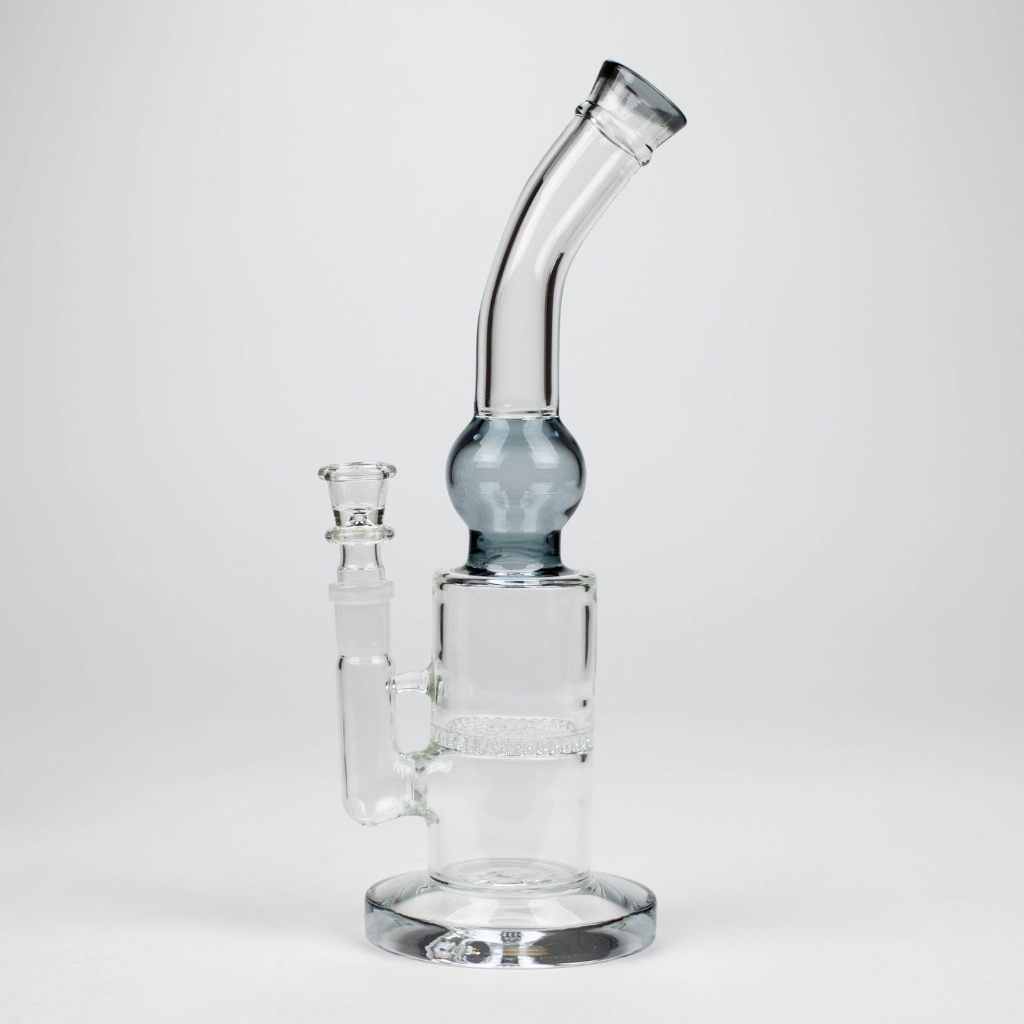 11" Color accented glass bong with honeycomb diffuser-Assorted