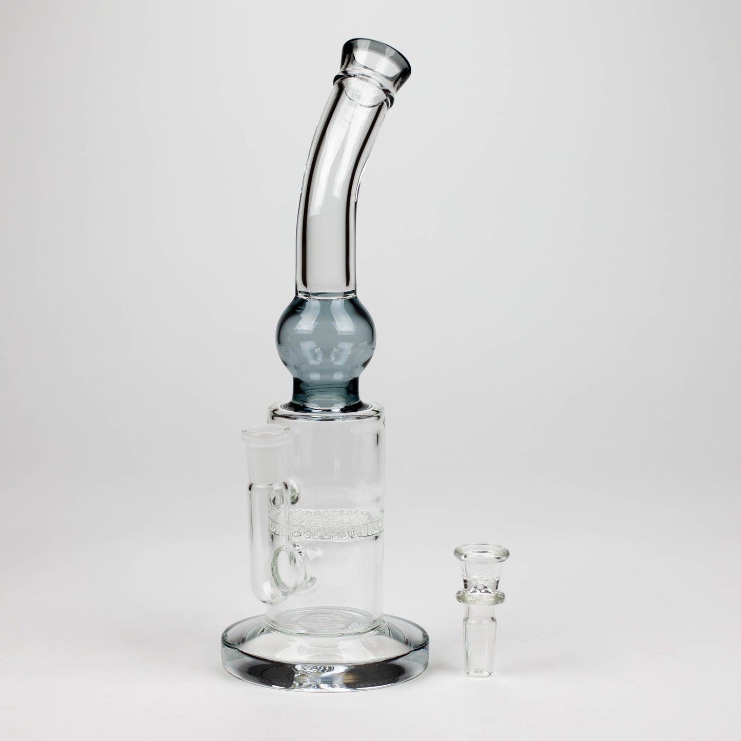 11" Color accented glass bong with honeycomb diffuser-Assorted