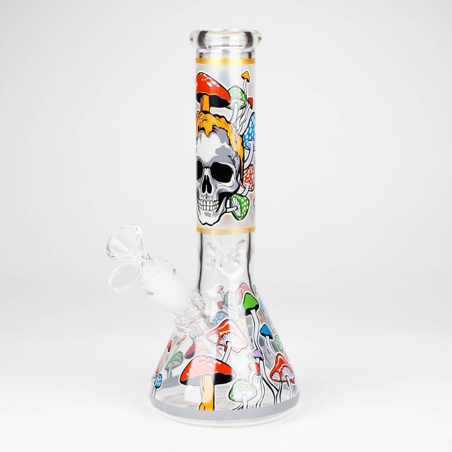 10" Glow in the dark Glass Bong With Mushroom Skull Design_14
