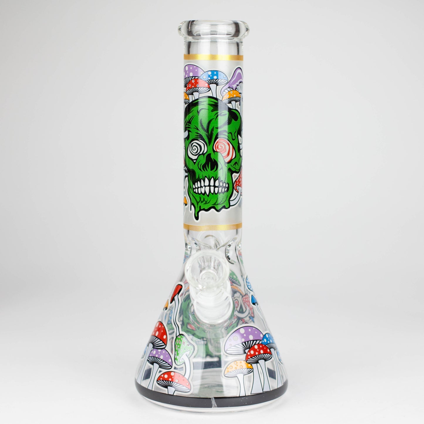 10" Glow in the dark Glass Bong With Mushroom Skull Design_12