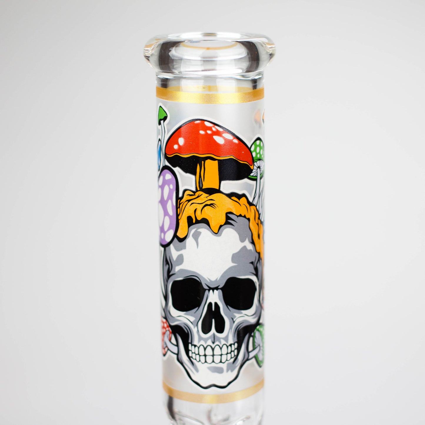 10" Glow in the dark Glass Bong With Mushroom Skull Design_2