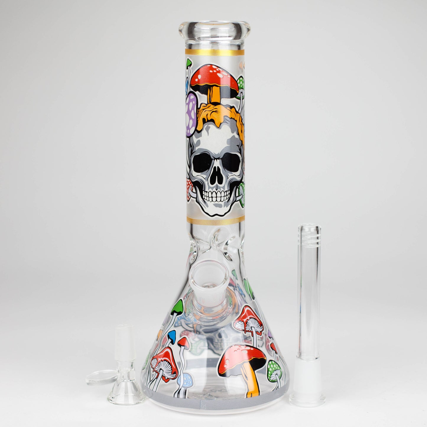 10" Glow in the dark Glass Bong With Mushroom Skull Design_5
