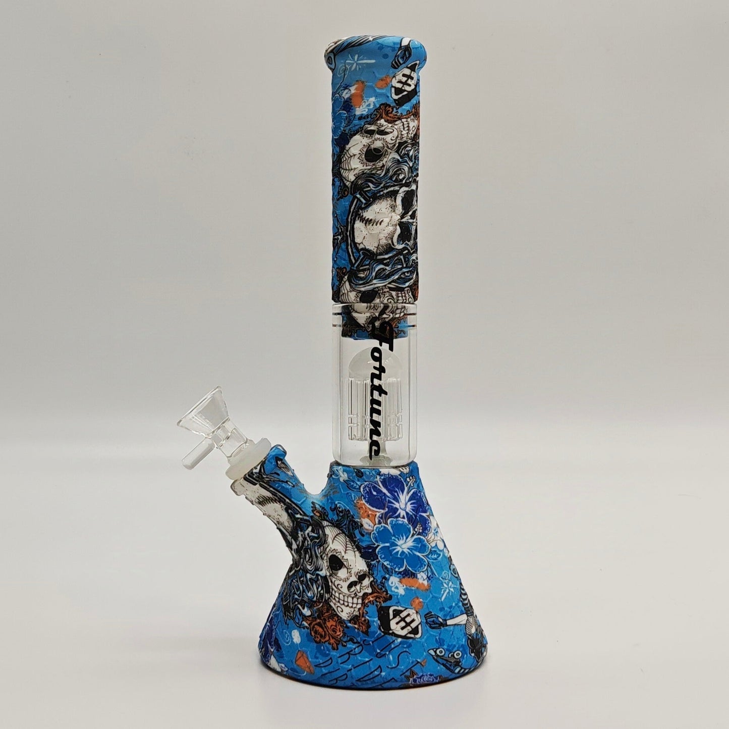 Fortune | 11" Graphic Silicone with glass percolator bong - Assorted