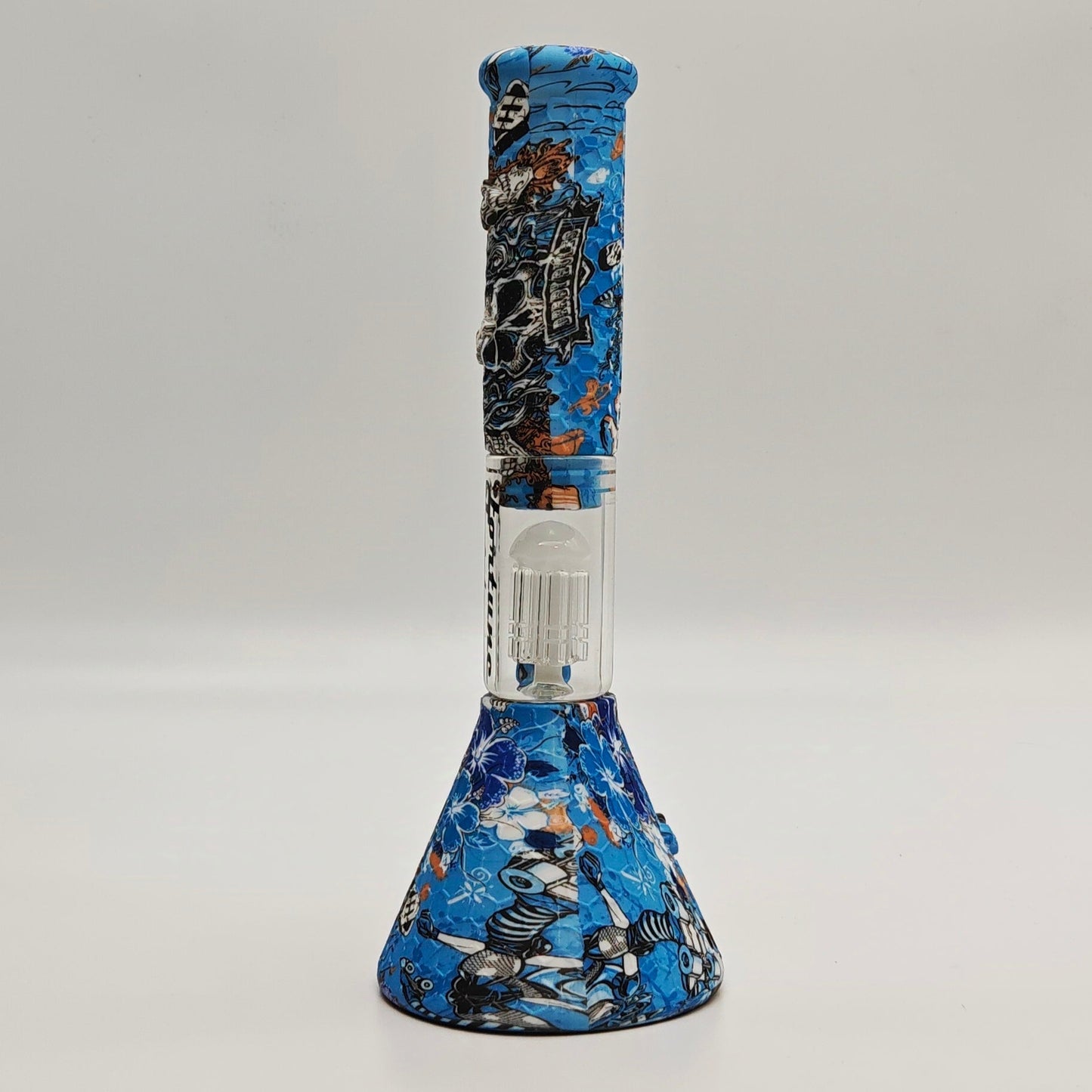 Fortune | 11" Graphic Silicone with glass percolator bong - Assorted