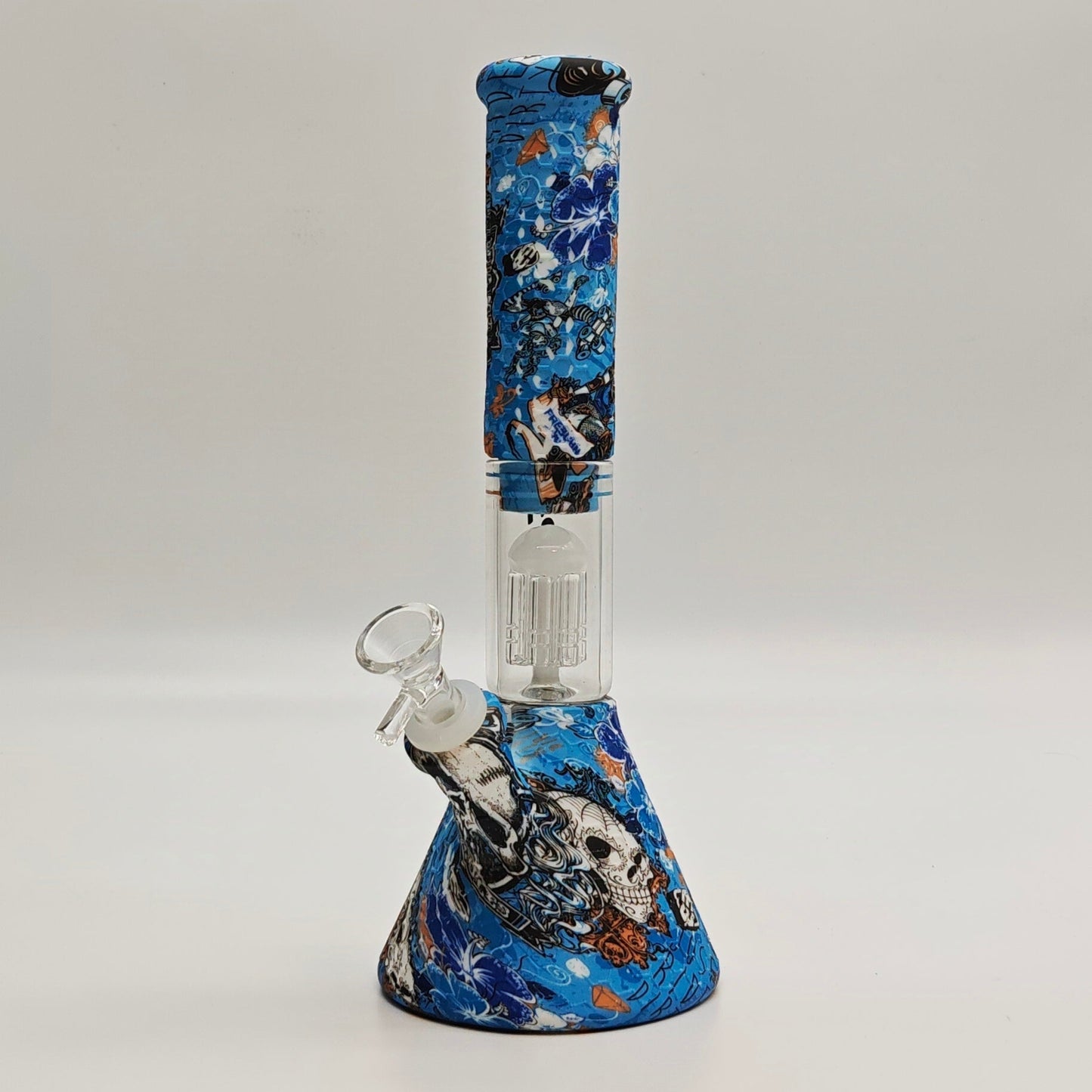 Fortune | 11" Graphic Silicone with glass percolator bong - Assorted