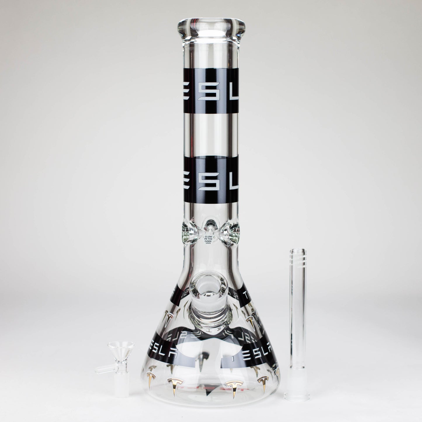TSLA Glow in the Dark 14" 9 mm glass bong