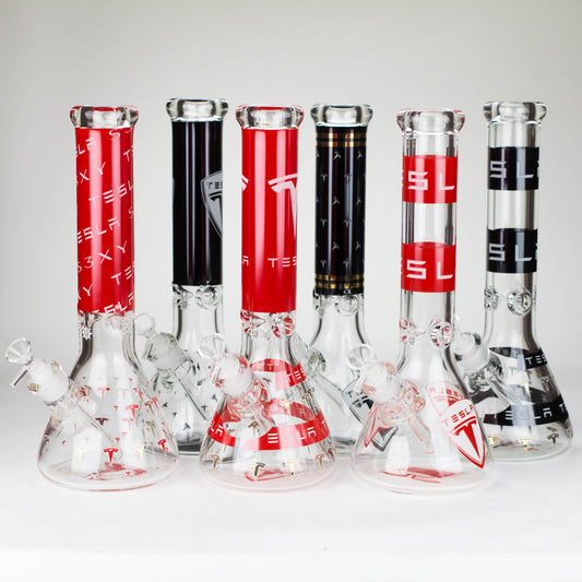 TSLA Glow in the Dark 14" 9 mm glass bong