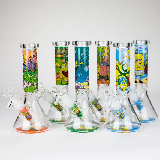 7.5" 4mm Cartoon Design Beaker Bong