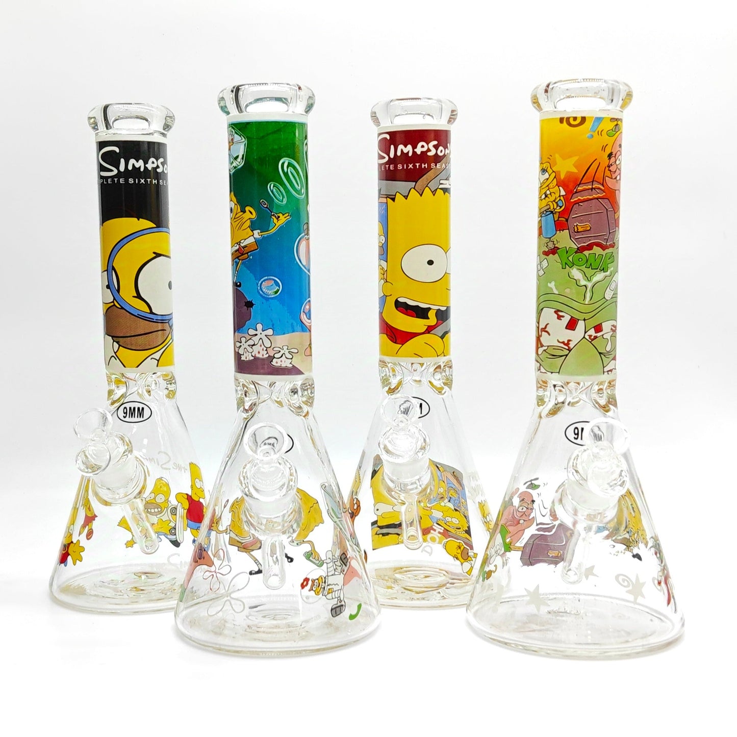 14" 9mm Cartoon Beaker Glass Bong