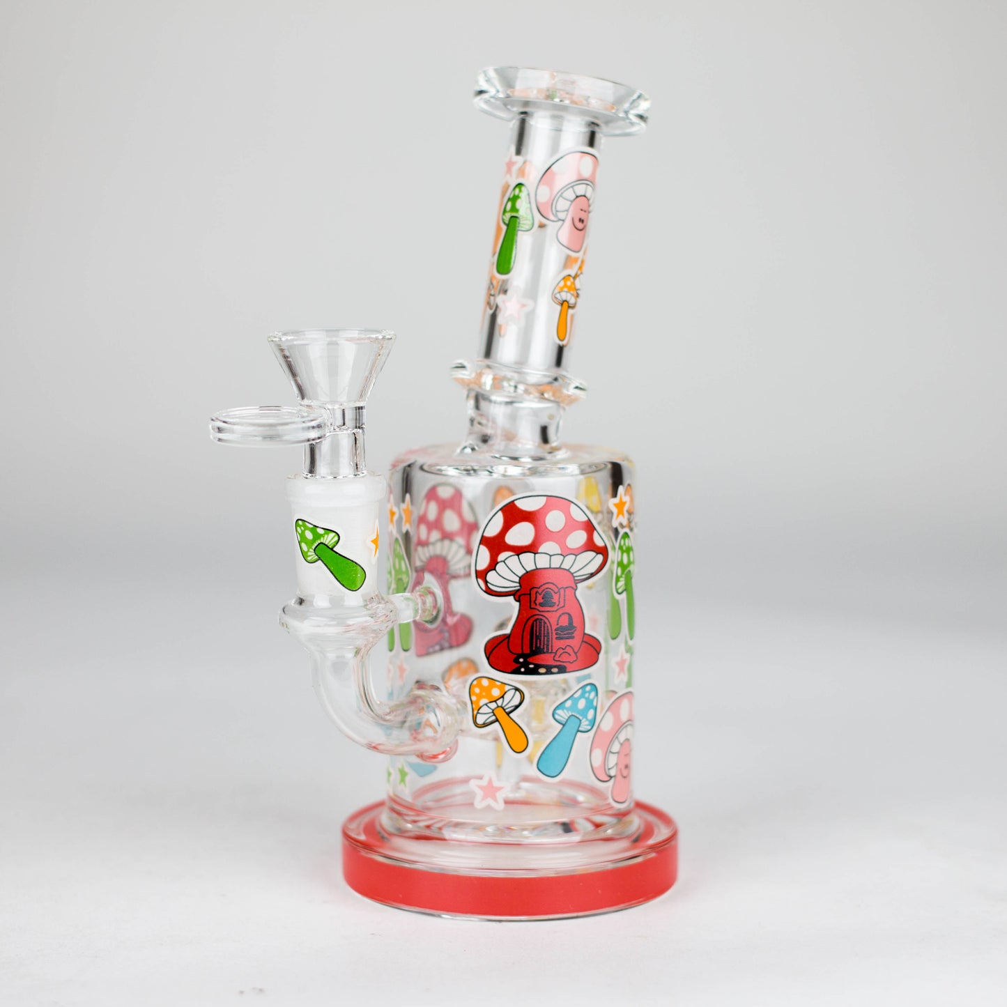 7" Color accented Glass Bong With Perc- Mushroom Design_0