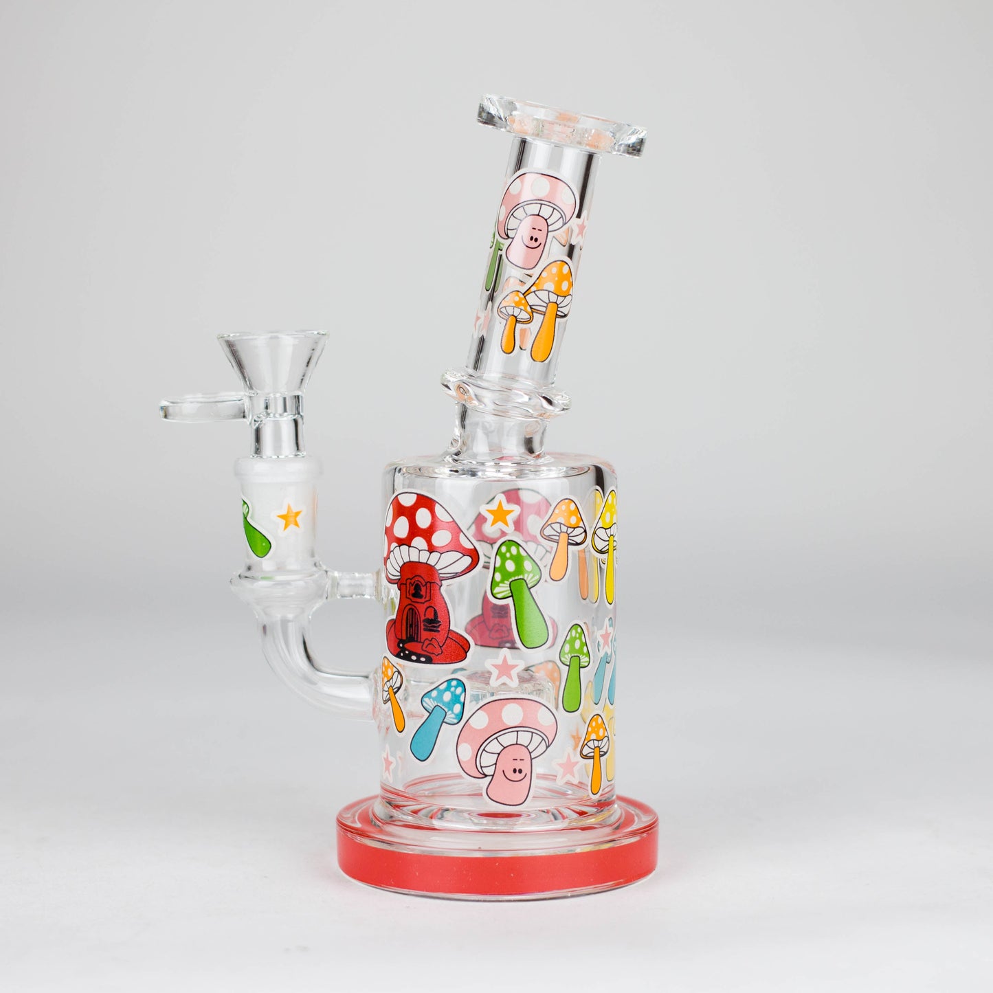 7" Color accented Glass Bong With Perc- Mushroom Design_1