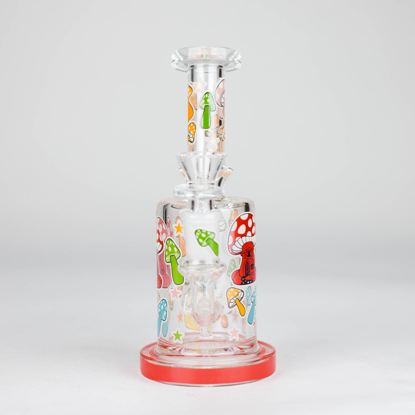 7" Color accented Glass Bong With Perc- Mushroom Design_2