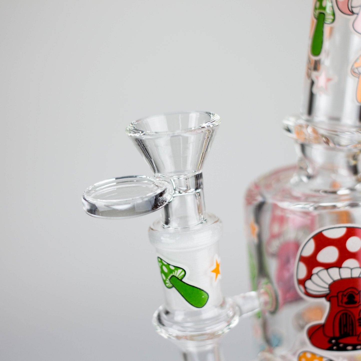 7" Color accented Glass Bong With Perc- Mushroom Design_3