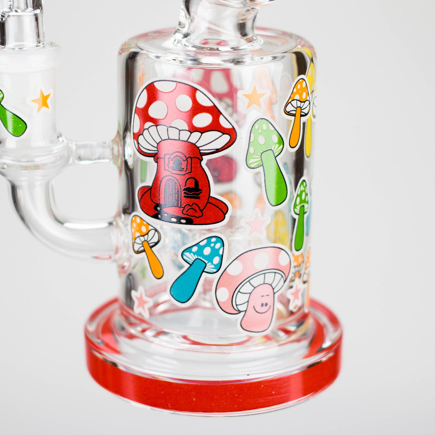 7" Color accented Glass Bong With Perc- Mushroom Design_4