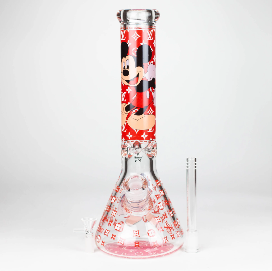 14" Cartoon Glow 9 mm glass bong