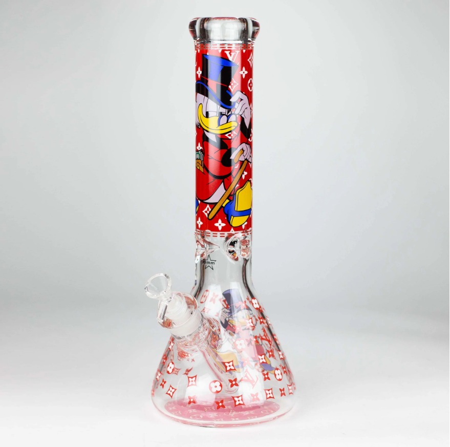 14" Cartoon Glow 9 mm glass bong