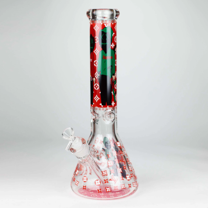 14" Cartoon Glow 9 mm glass bong
