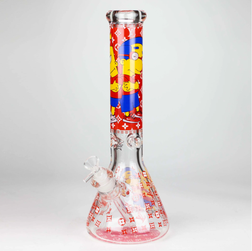 14" Cartoon Glow 9 mm glass bong