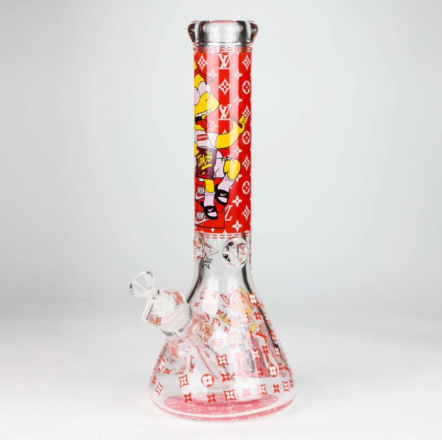 14" Cartoon Glow 9 mm glass bong