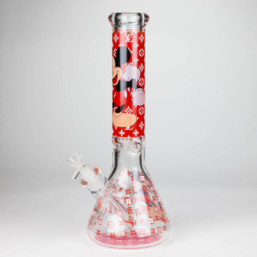 14" Cartoon Glow 9 mm glass bong