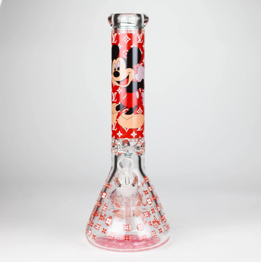 14" Cartoon Glow 9 mm glass bong