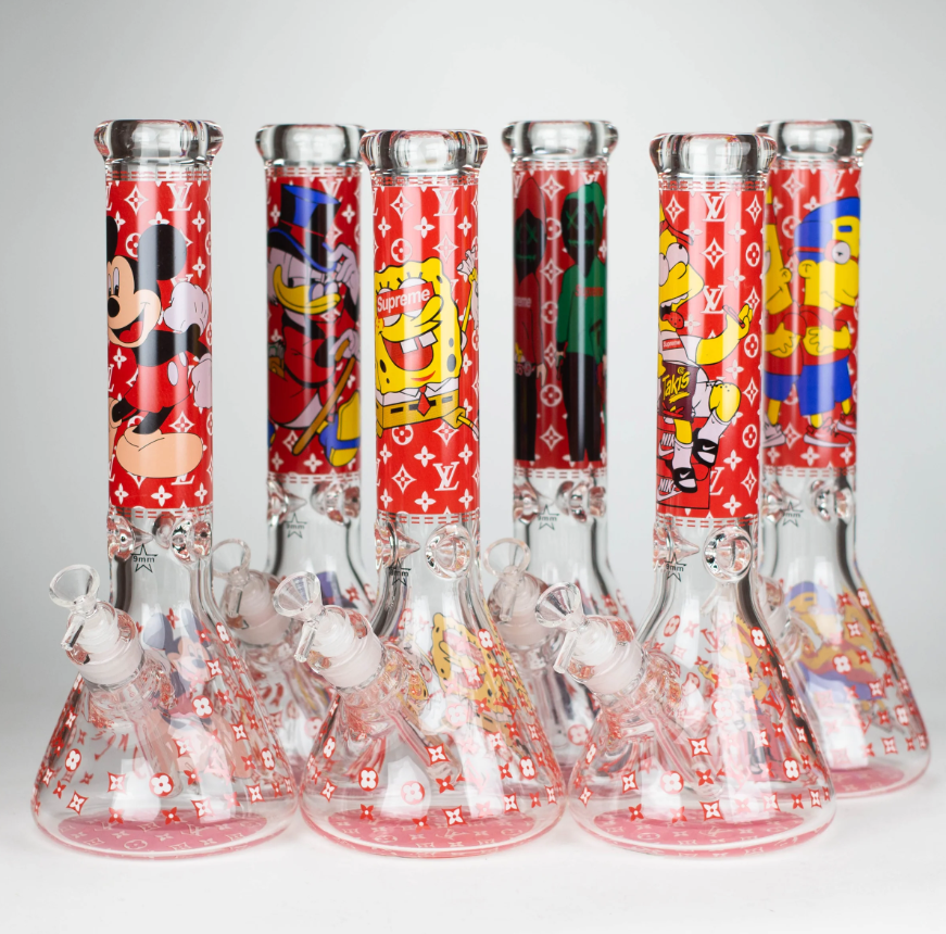 14" Cartoon Glow 9 mm glass bong