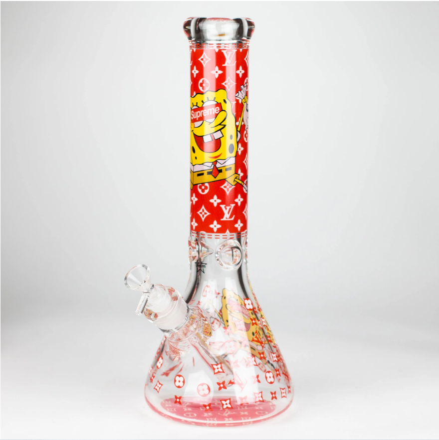14" Cartoon Glow 9 mm glass bong