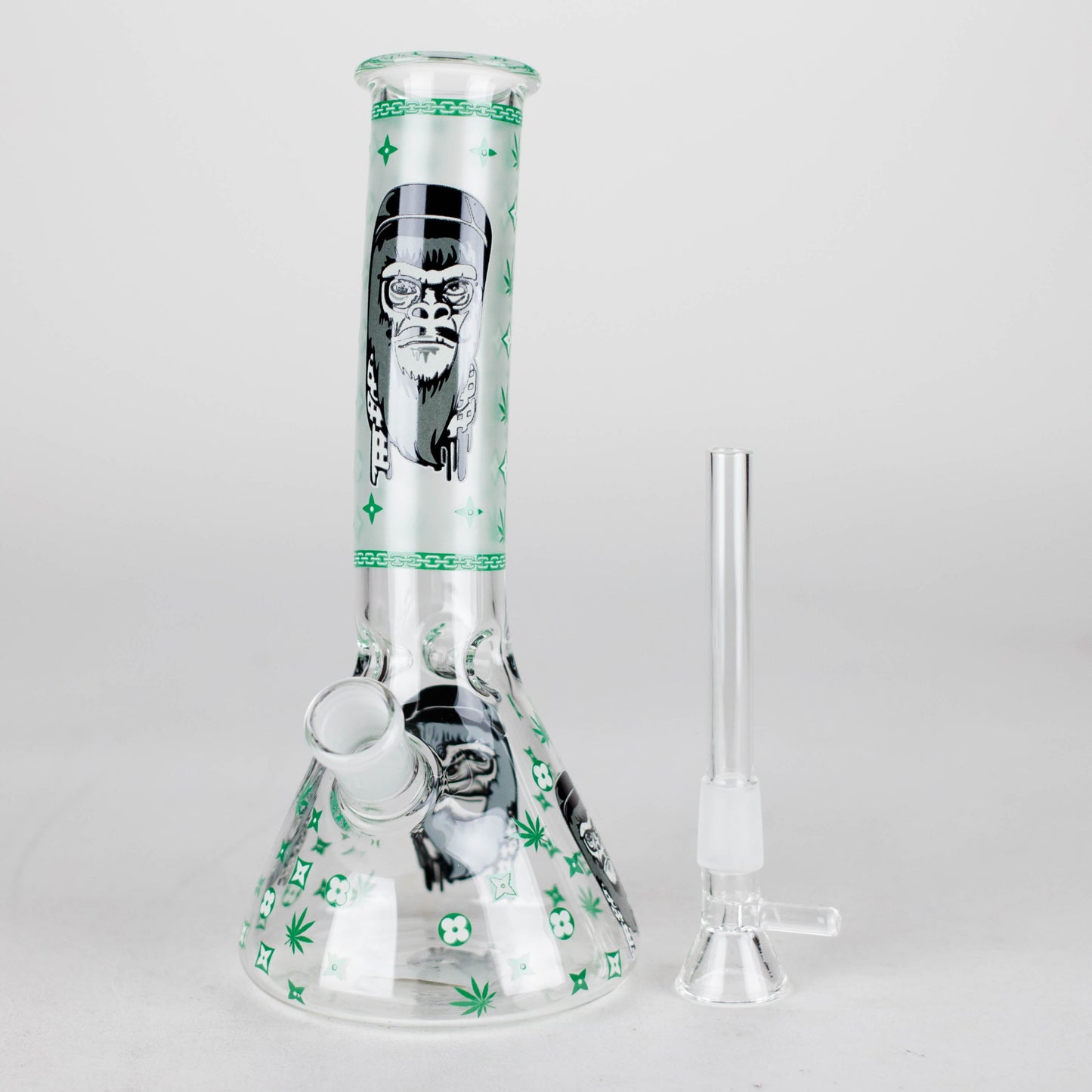 8.5" Gorilla Designs Glow In The Dark beaker bong In the Box