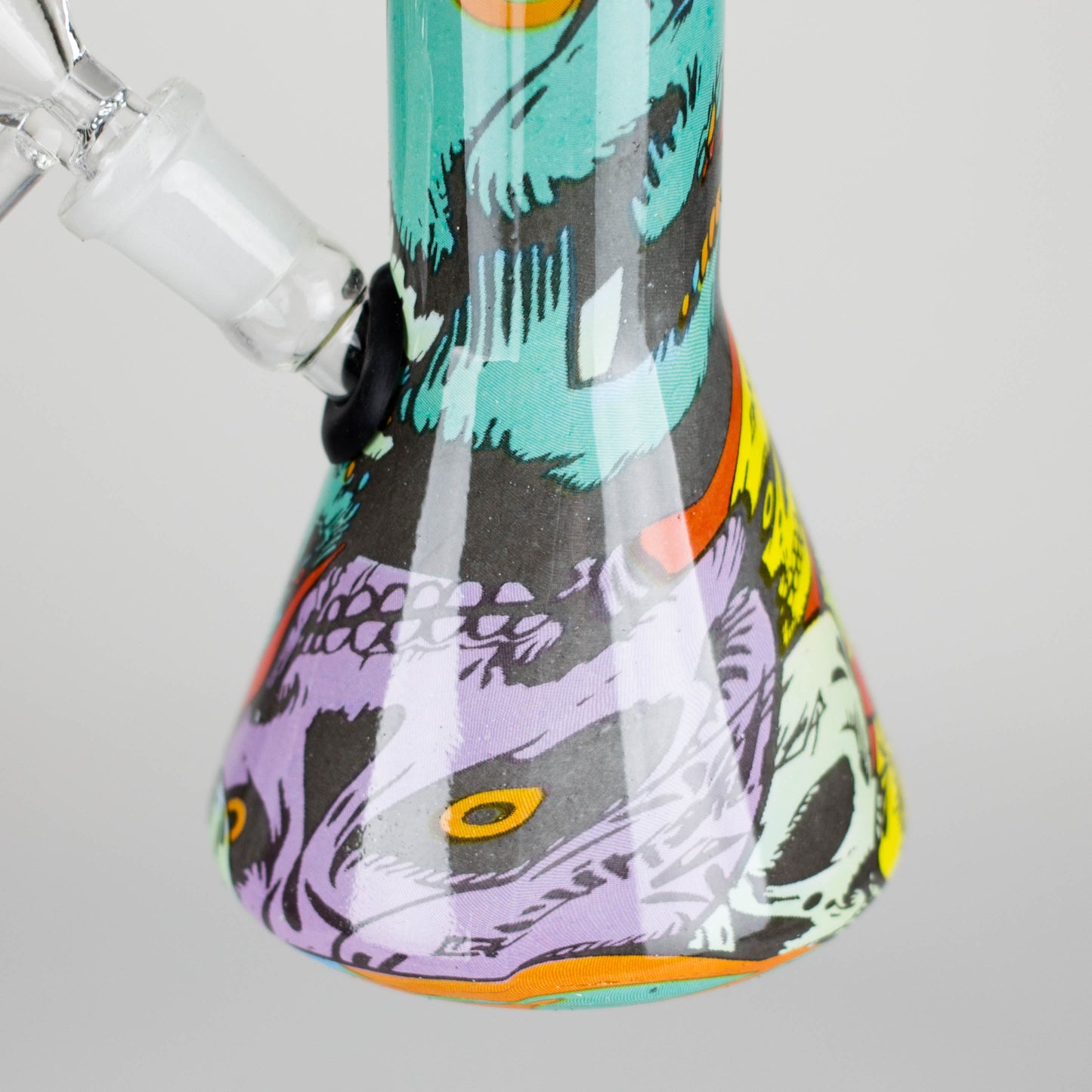 8" Glass Bong Multi Color Long Neck Flask Round Shaped