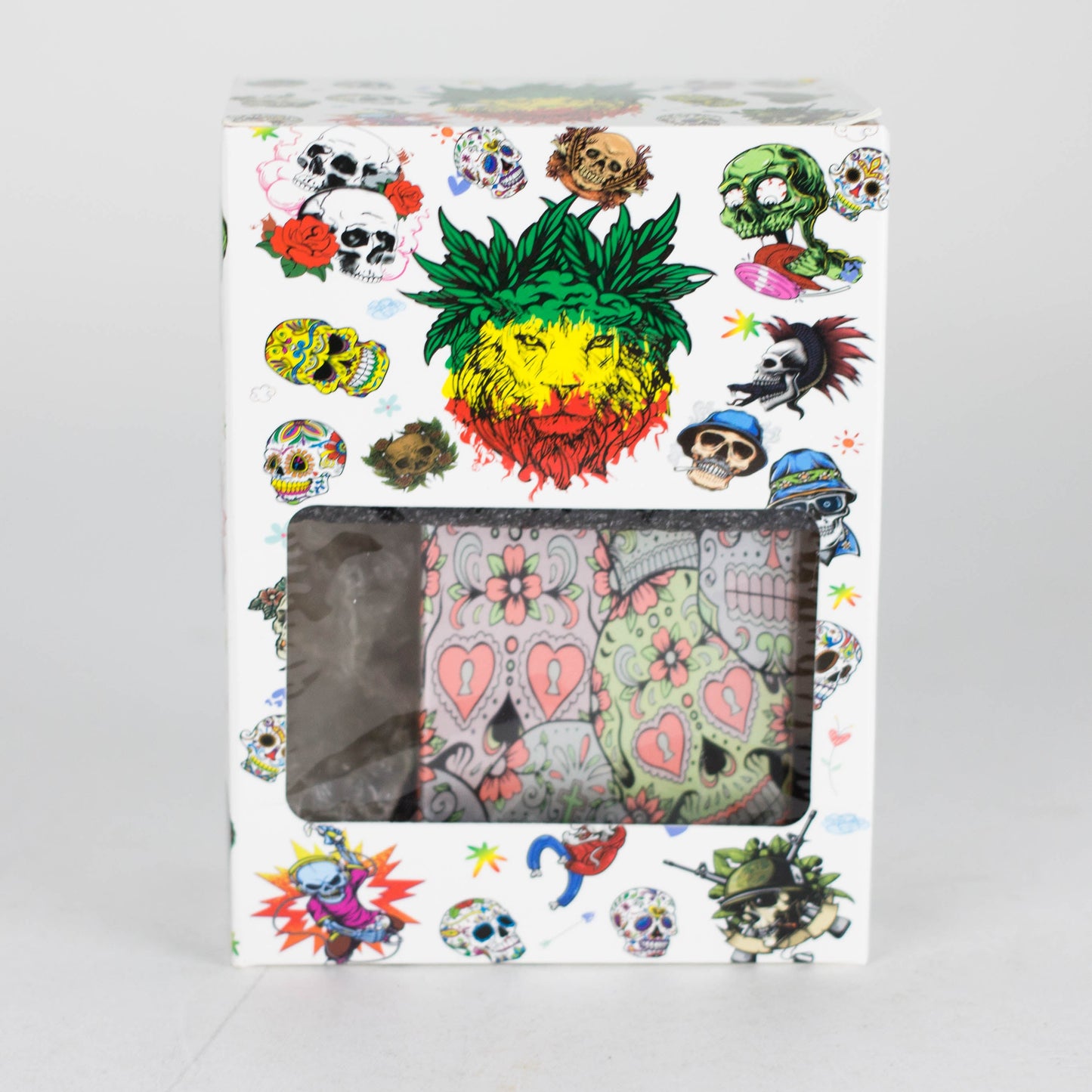 7" Glass Mini Bong Orange Skull Color Printed