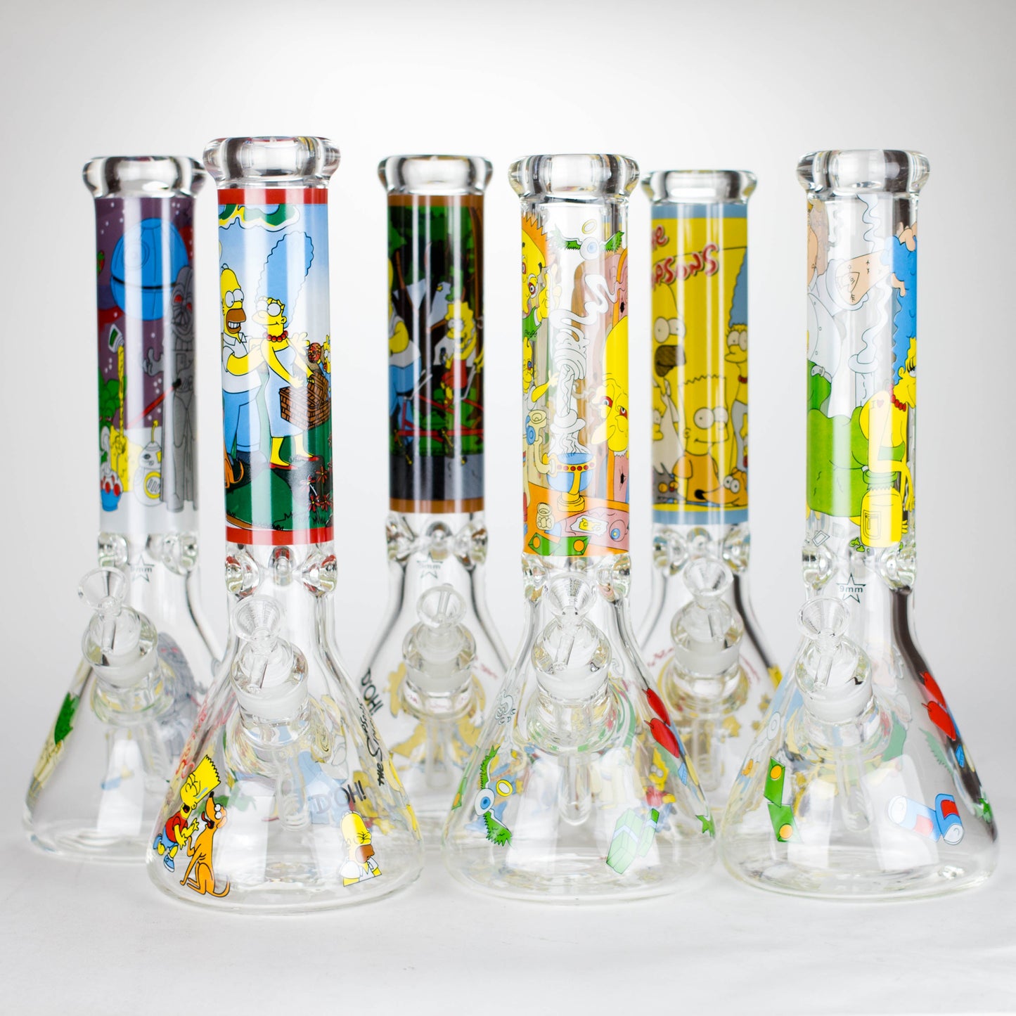14" Yellow Family Cartoon 9 mm glass bongs