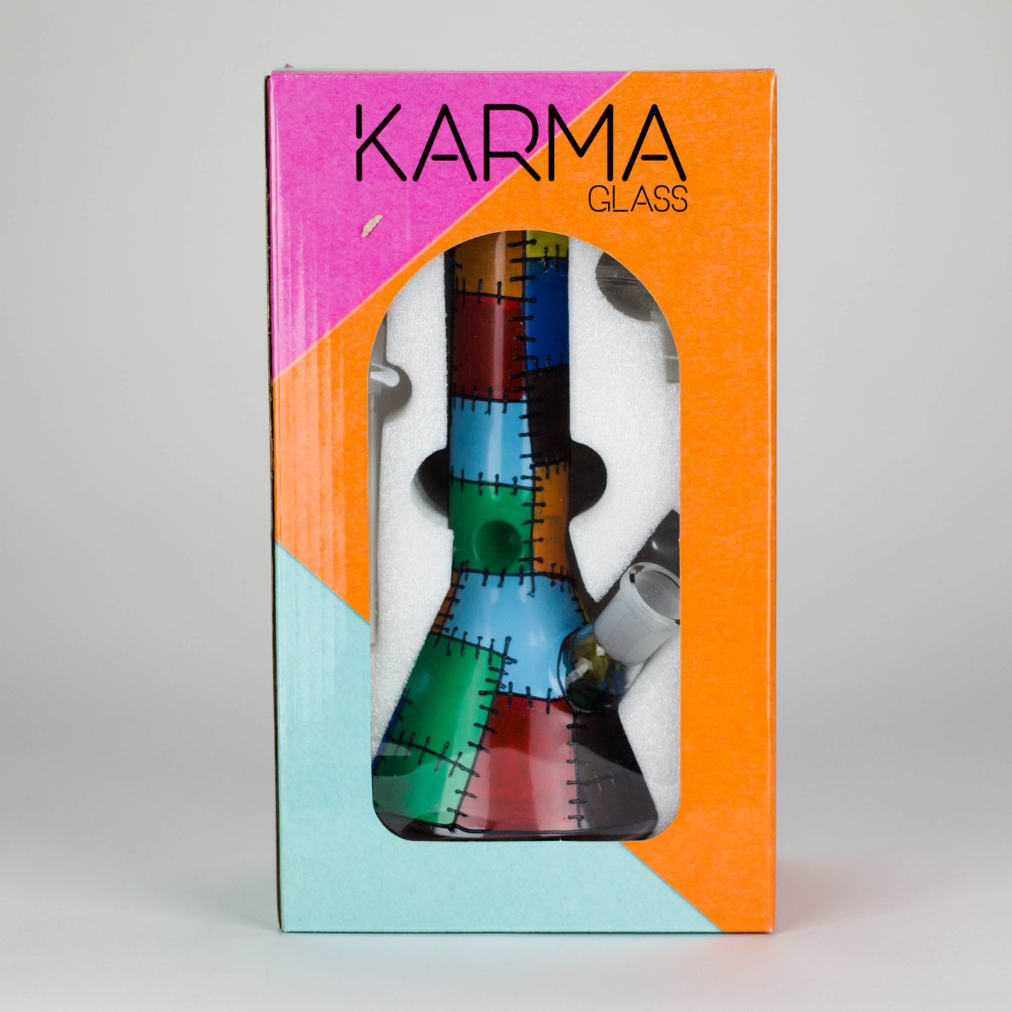 Karma | 9" Beaker Stitched Up Design Glass Bong