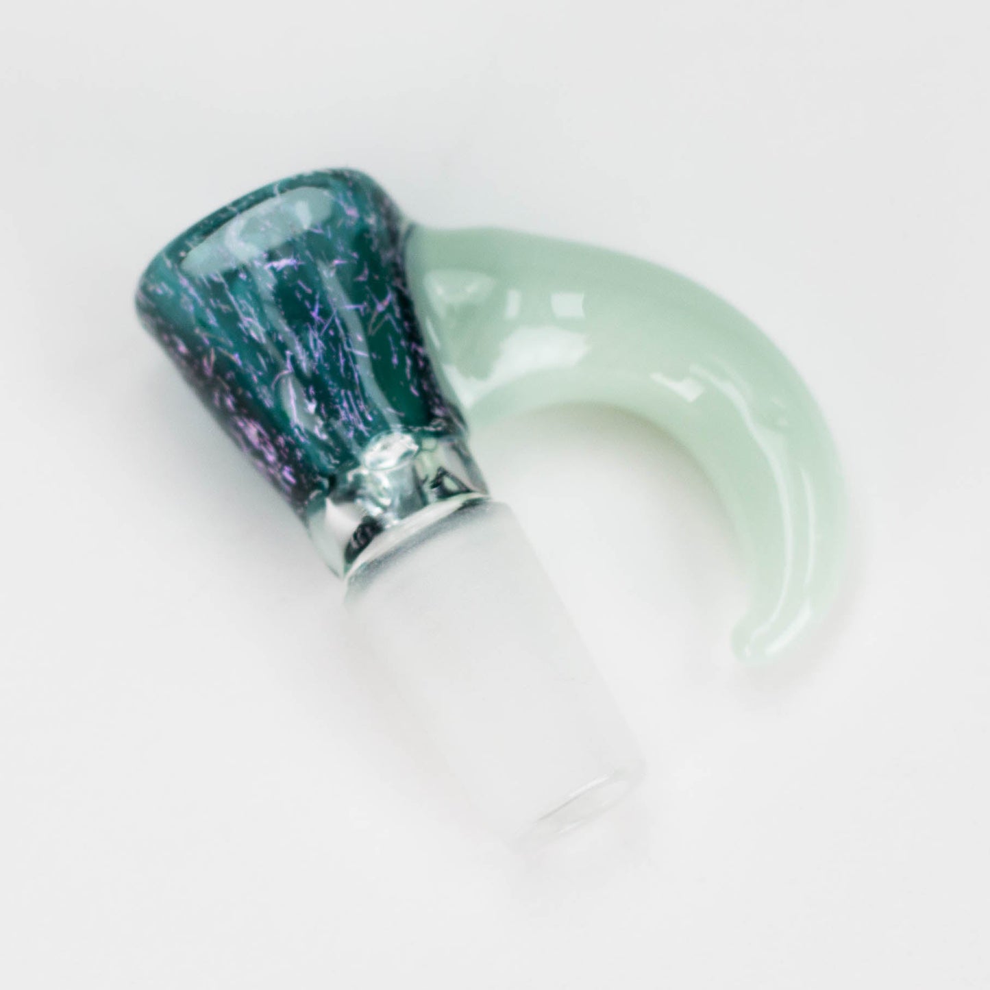 Shine Glassworks | 14mm 3 Hole Dichroic Bowl with coloured Horn - Made in Canada