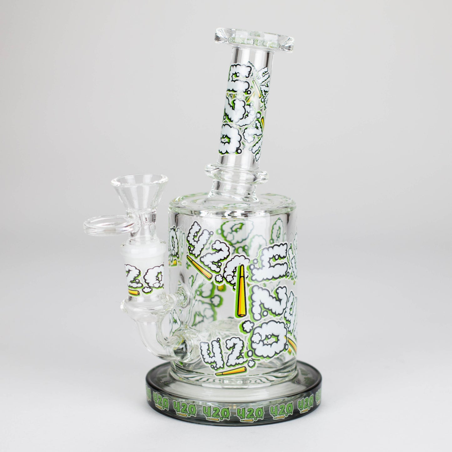 7" Color accented Glass Bong With Perc- 420 Special Edition
