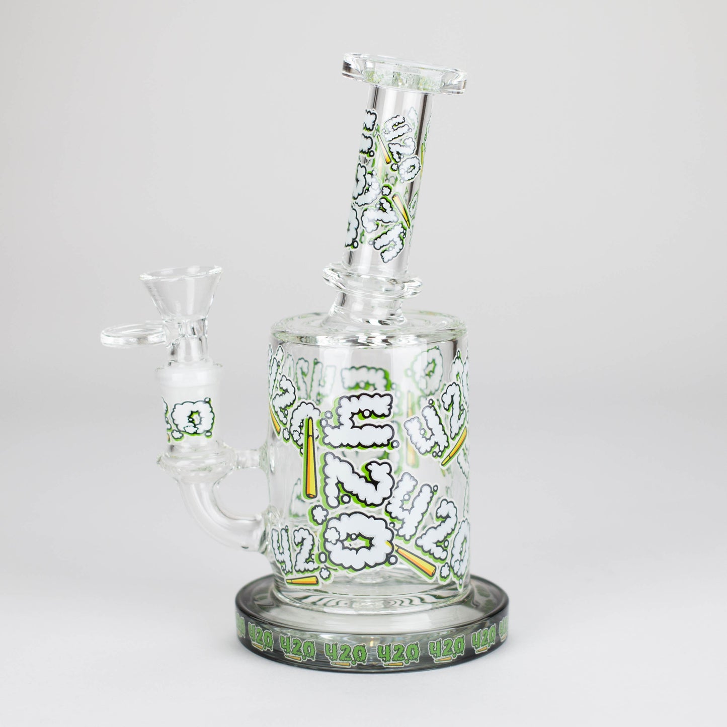 7" Color accented Glass Bong With Perc- 420 Special Edition