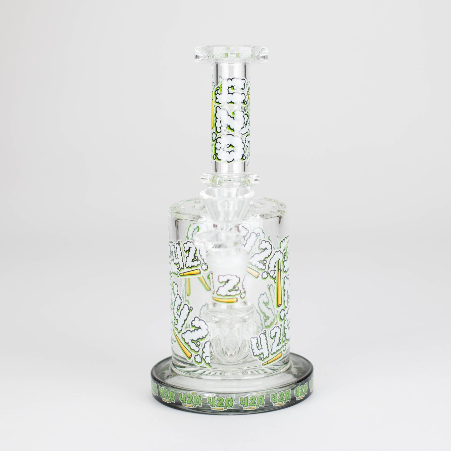 7" Color accented Glass Bong With Perc- 420 Special Edition
