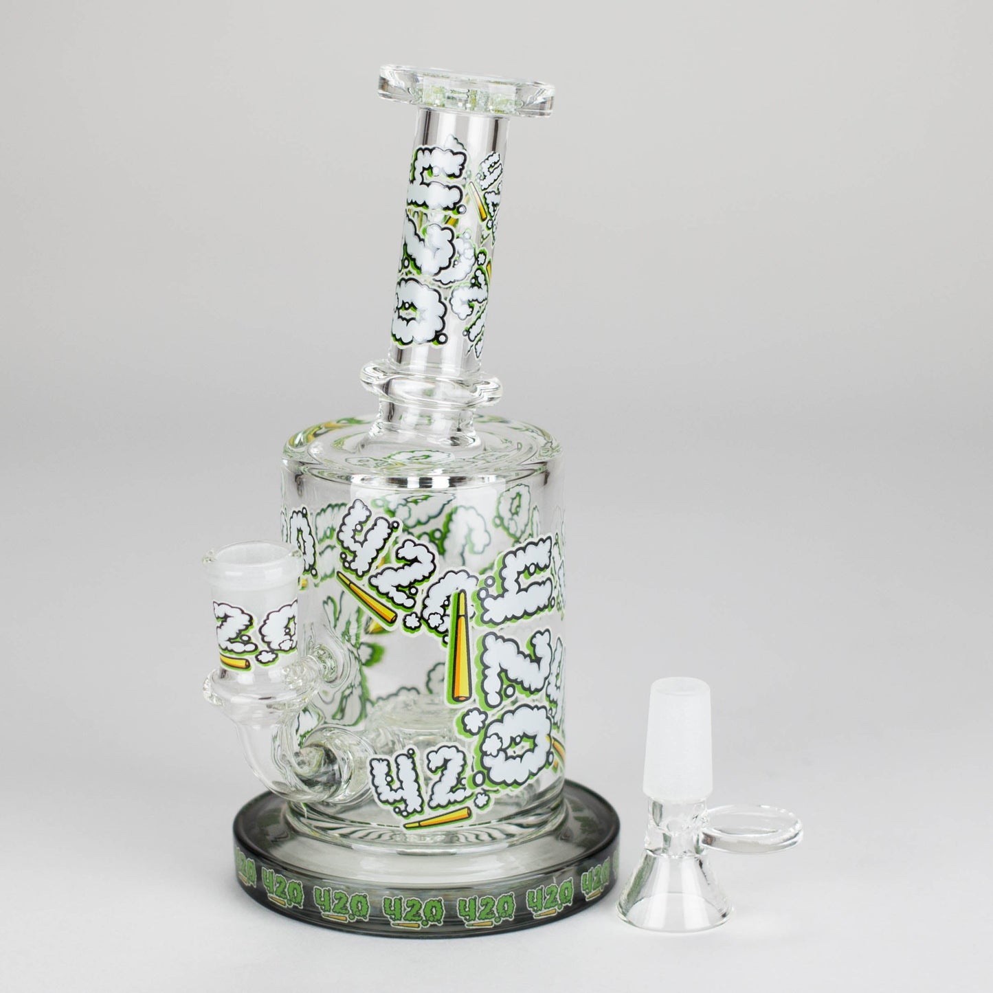 7" Color accented Glass Bong With Perc- 420 Special Edition