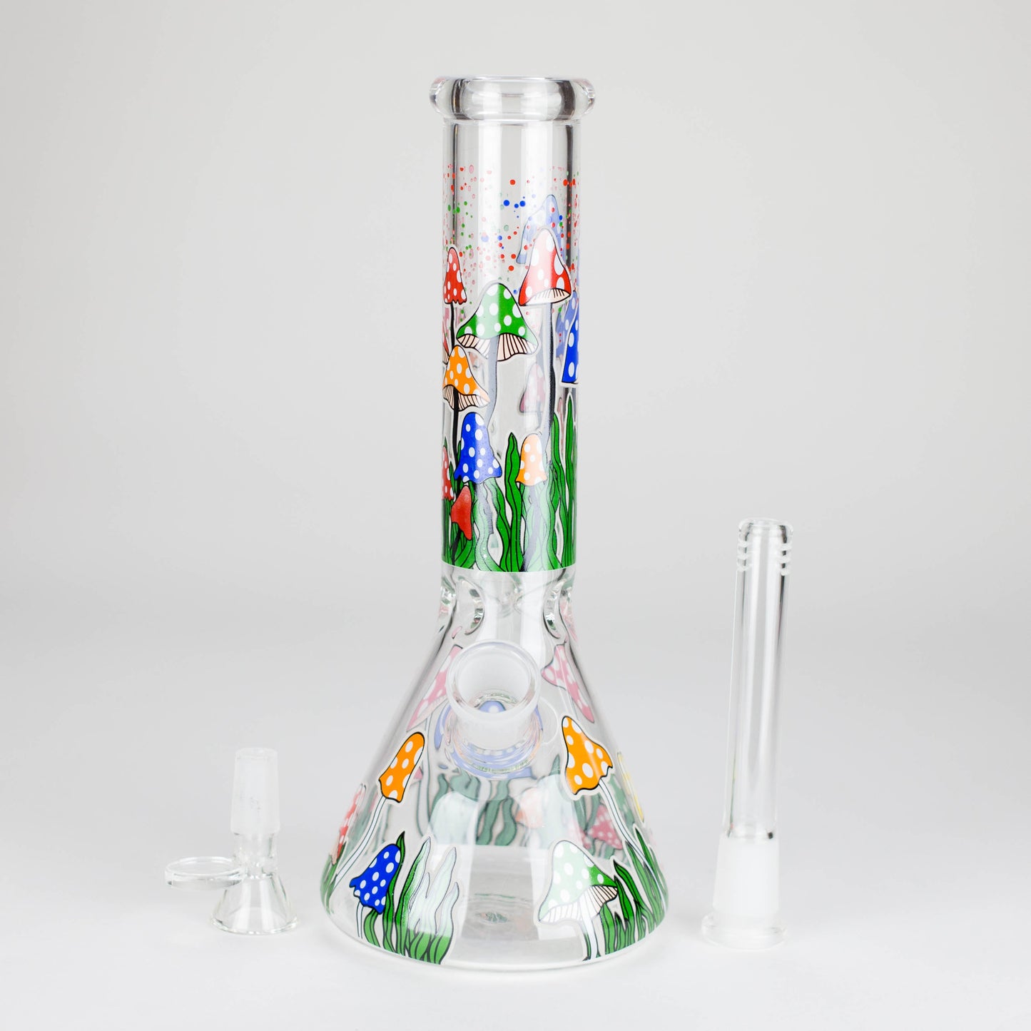 10" Glow in the dark Glass Bong With Mushroom Design