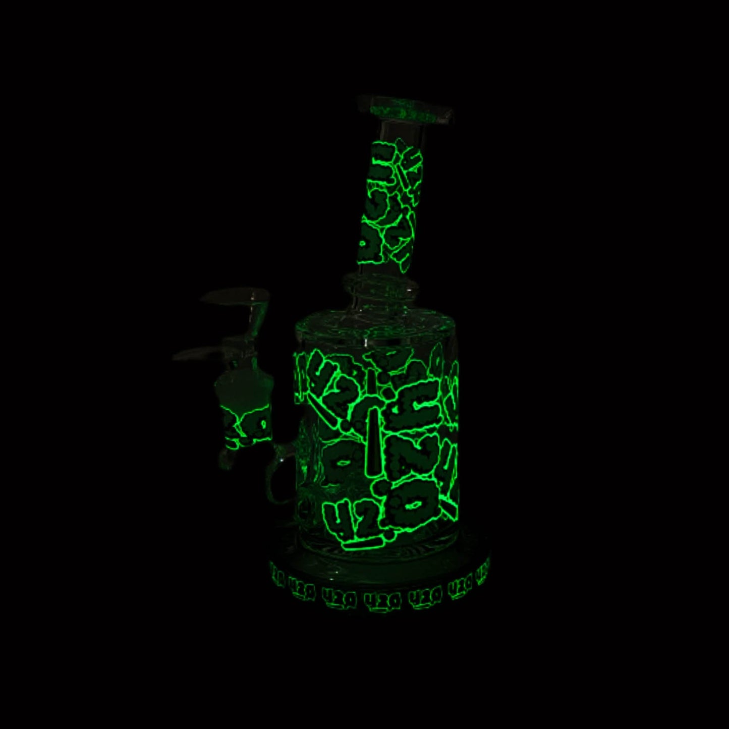 7" Color accented Glass Bong With Perc- 420 Special Edition