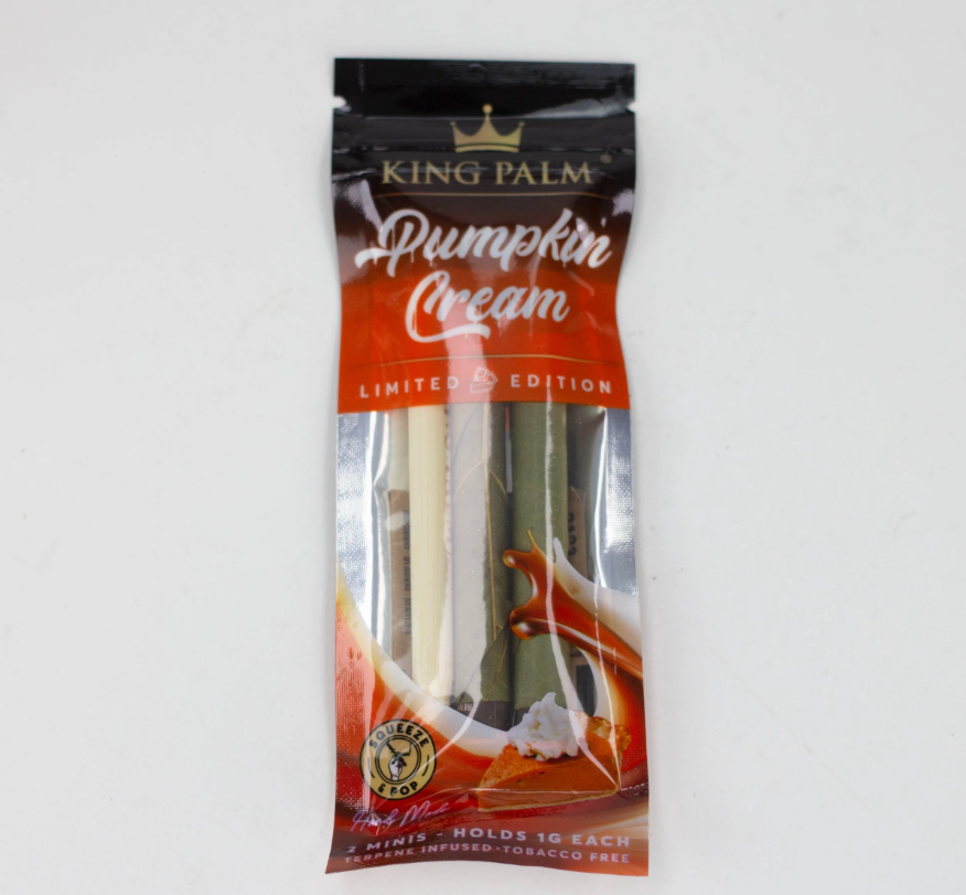A single package of king palm blunt wraps pumpkin cream
